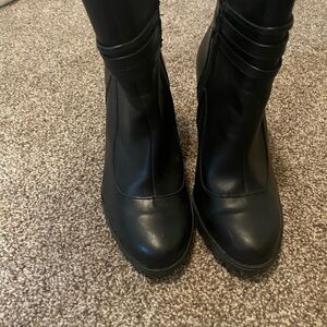 Andrea Women High Heel Ankle Boots Black Buckle Size 7.5